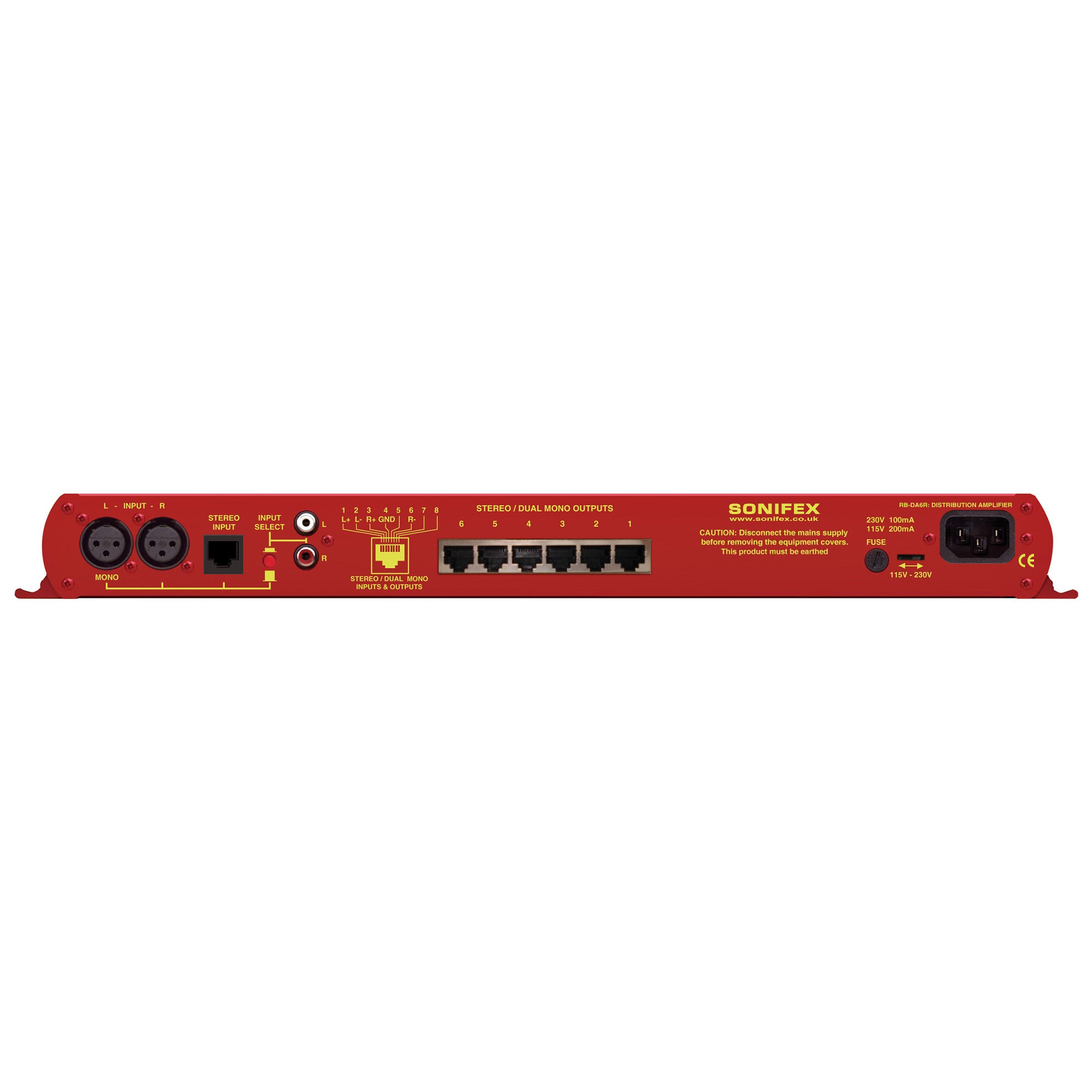 Sonifex RB-DA6R 6 Way Stereo Distribution Amplifier with RJ45 Connectors