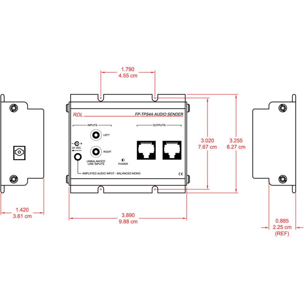 RDL FP-TPS4A Format-A Two-Pair Audio Sender - RCA/Mini Inputs