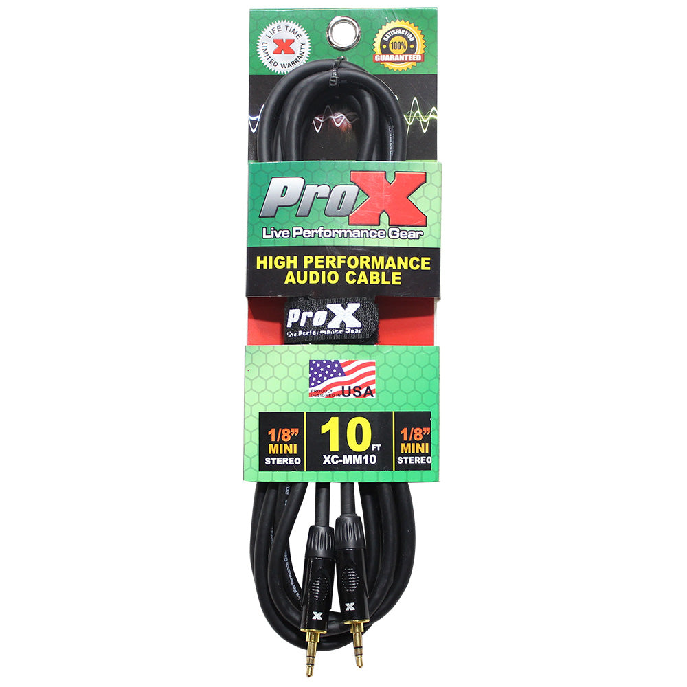 ProX XC-MM10 10 Ft. Balanced TRS-M Mini 1/8" to TRS-M Mini 1/8" High Performance Audio Cable