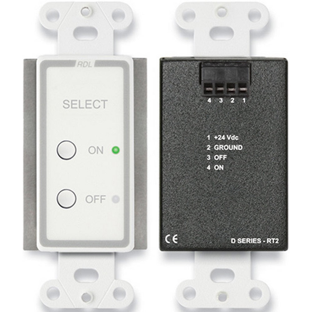 RDL D-RT2 Remote Control On/Off Selector in Decora Wall Plate (White)