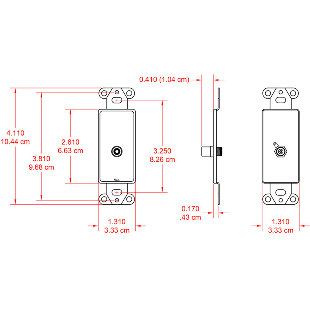 RDL DB-PHN1 Single Solder RCA Jack on Decora Wall Plate (Black) - Custom Engraving Option