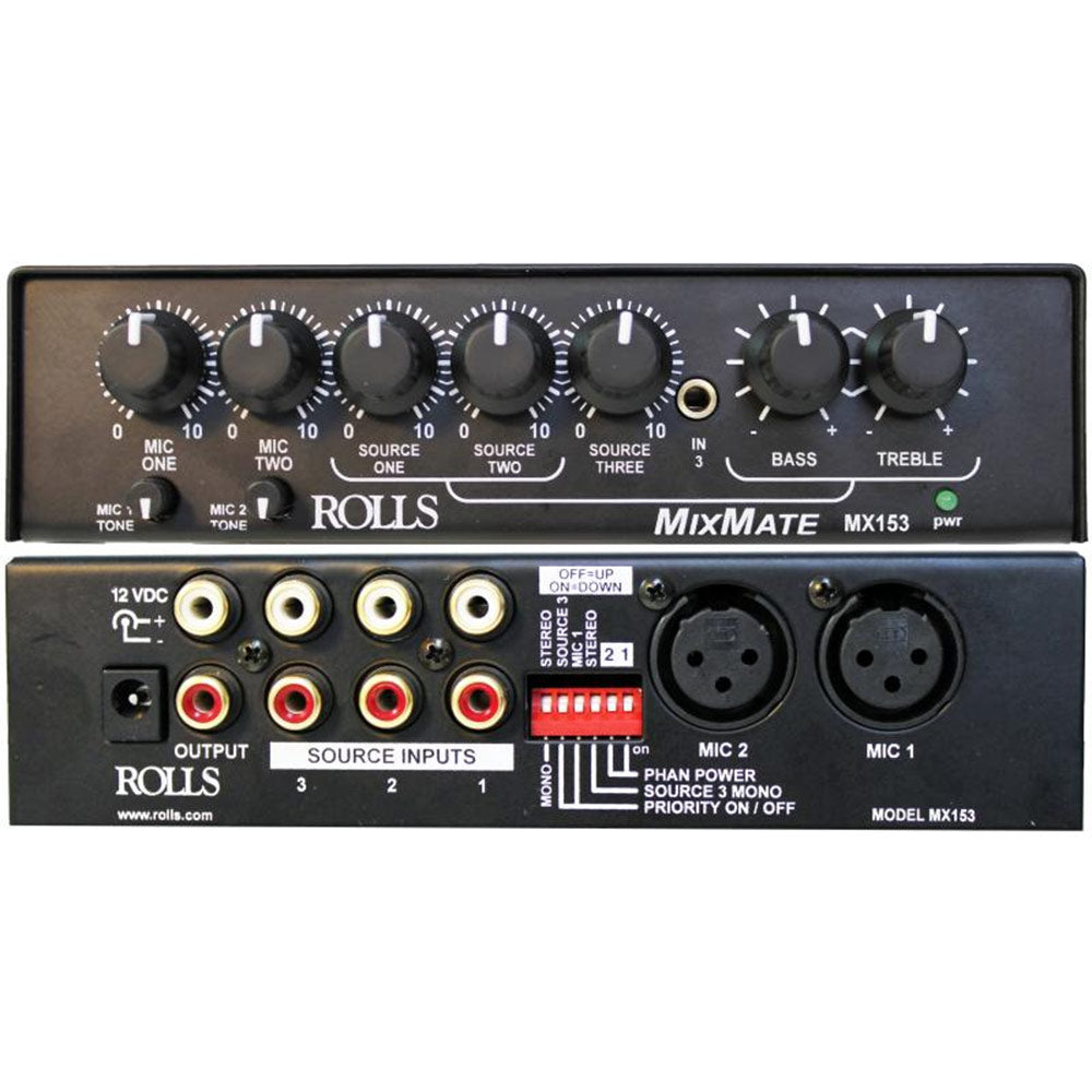 Rolls MX153 Mix Mate - Half Rack Mic/Source Mixer