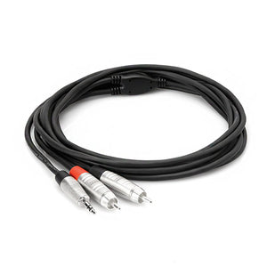 Hosa HMR-003Y Pro Stereo Breakout, REAN 3.5 mm TRS to Dual RCA, 3 feet