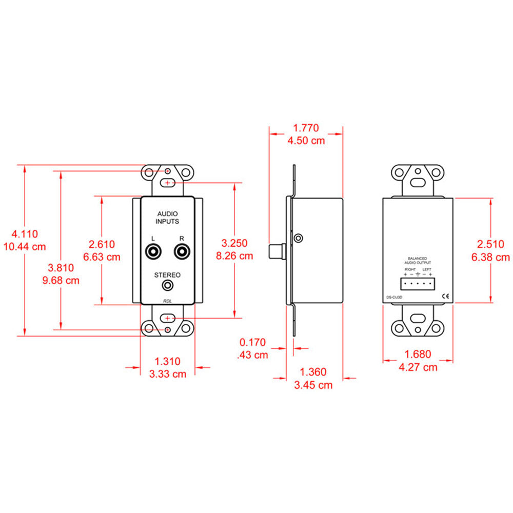 RDL DS-CIJ3DC Consumer Input Jacks Ð Stereo - Custom Engraving Option