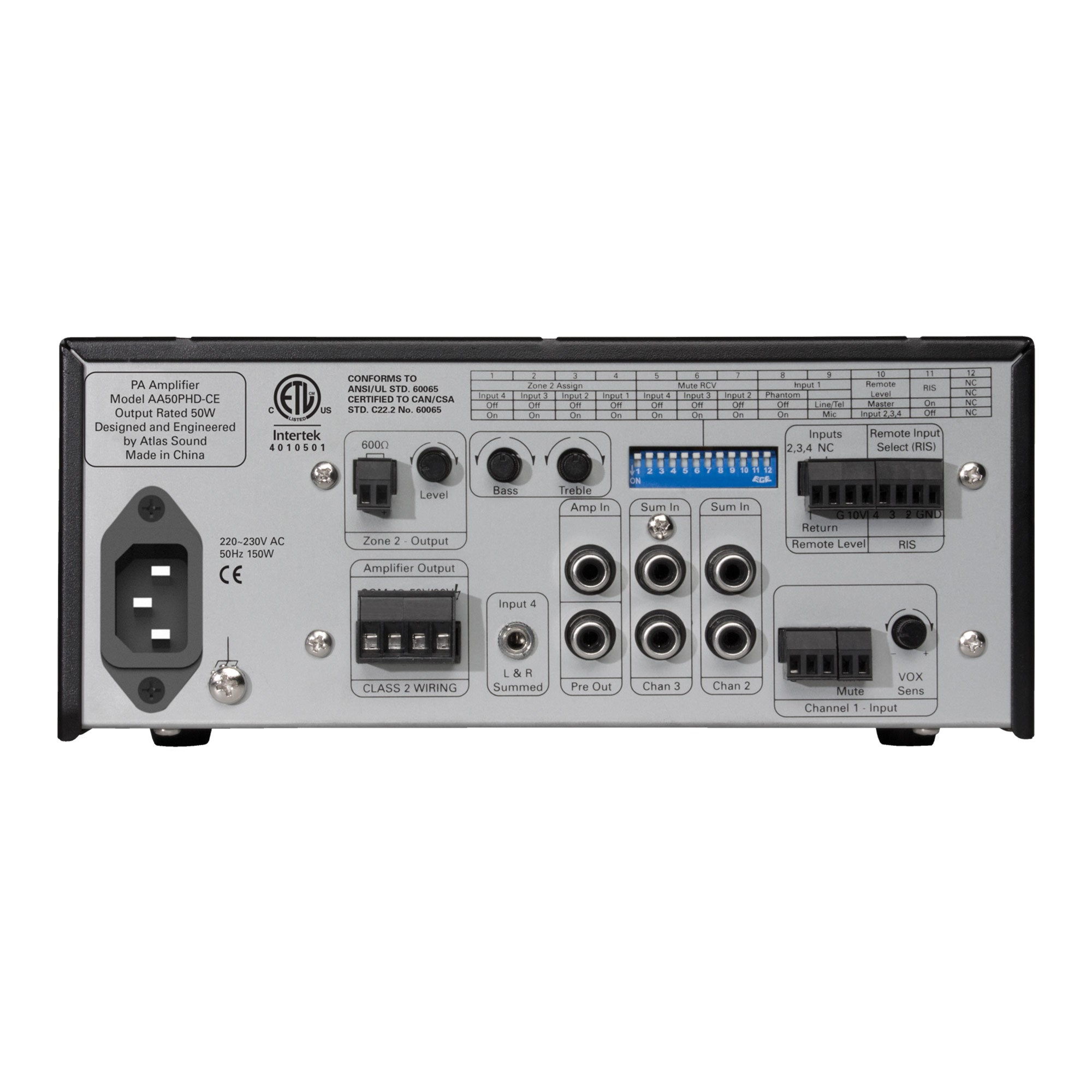 AtlasIED AA50PHD-CE - 3-Input 50-Watt Multi-Load Mixer Amplifier CE Listed