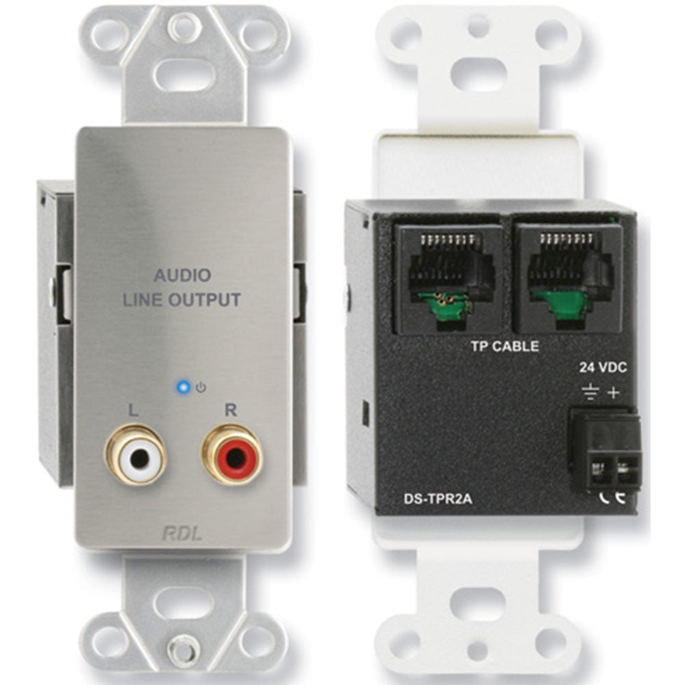 RDL DS-TPR2A Active 2-Pair Receiver - Twisted Pair Format-A - Stainless - stereo phono jack outputs