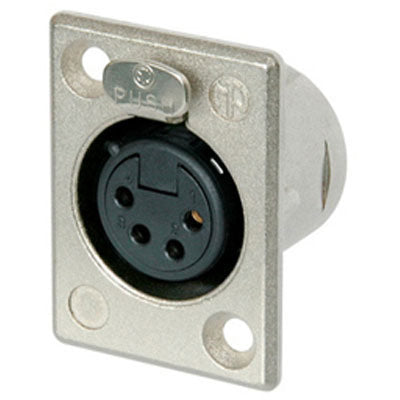 Neutrik NC4FP-1 Receptacle P Series - 4 Pin Female - Solder Cups - Nickel/Silver