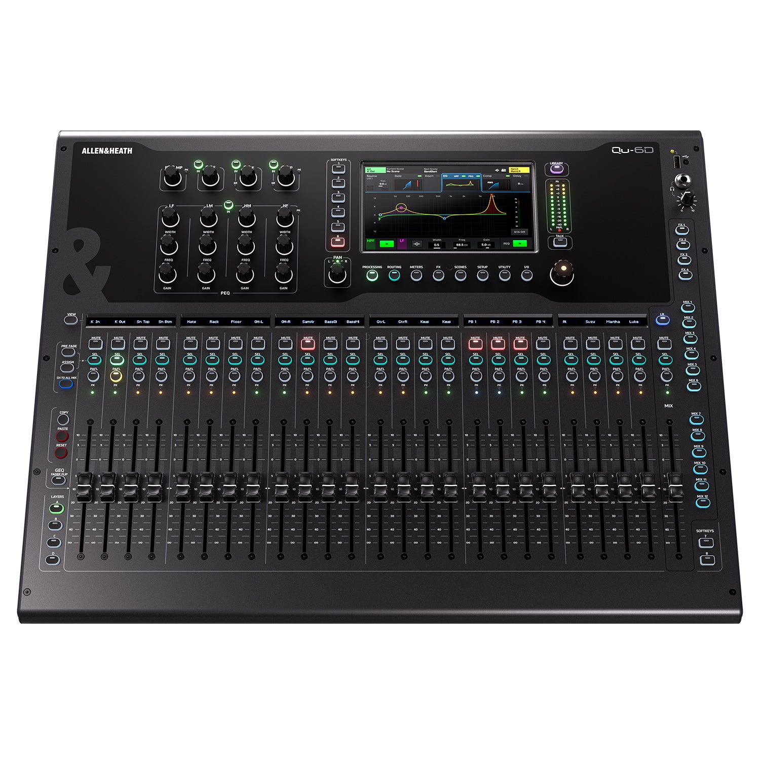 Allen and Heath Qu-6D - 24+1 Fader 38-Input Digital Mixer with Dante
