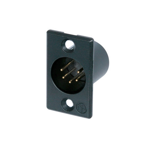 Neutrik NC5MP-B P Series 5-Pin XLR Male Receptacle (Black/Gold Contacts)