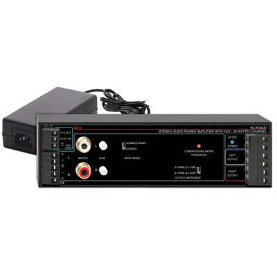 RDL RU-PA40D 40 W Stereo Audio Power Amp with VCA & Power Supply