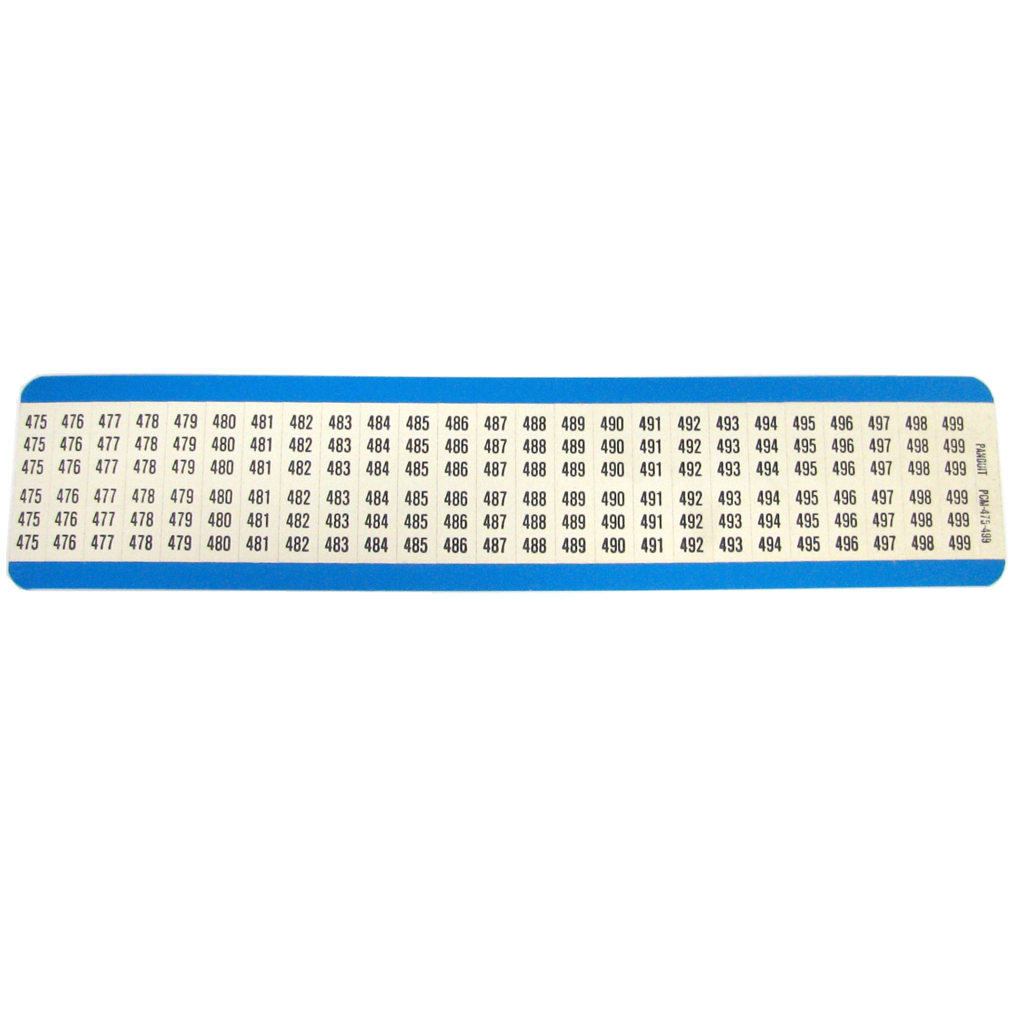 Panduit PCM-475-499 Consecutive Number Wire Marker Card Legend 475-499