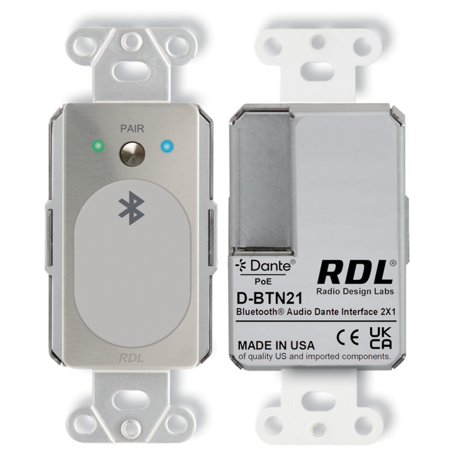 RDL DS-BTN21 - Bluetooth Audio Dante Network Interface (Stainless) - Custom Engraving