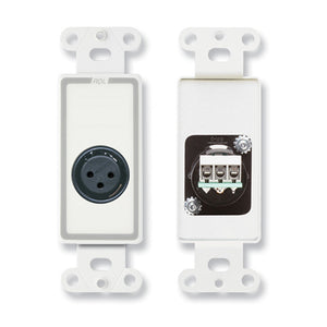 RDL D-XLR3F - XLR 3-Pin Female Jack on Decora Wall Plate (White) - Custom Engraving Option