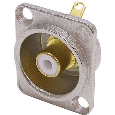Neutrik NF2D-9 Panel Mount Recessed RCA Jack D Series Panel Mount Receptacle - White / Nickel