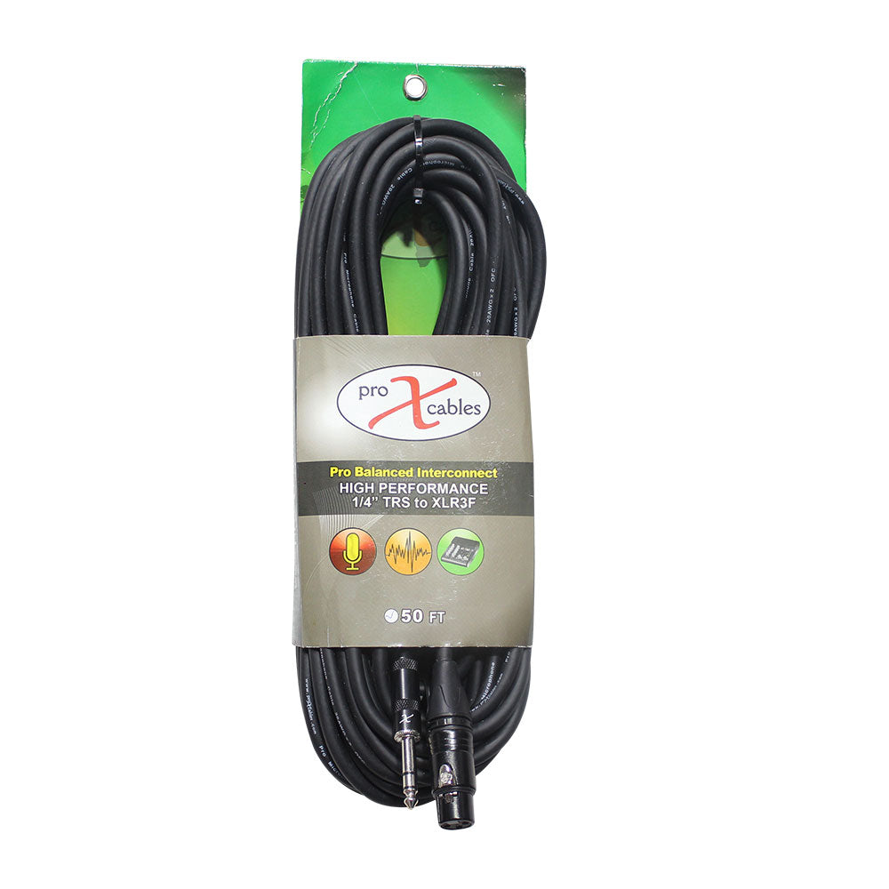 ProX XC-SXF50 50 Ft. Balanced 1/4" TRS-M to XLR3-F High Performance Audio Cable