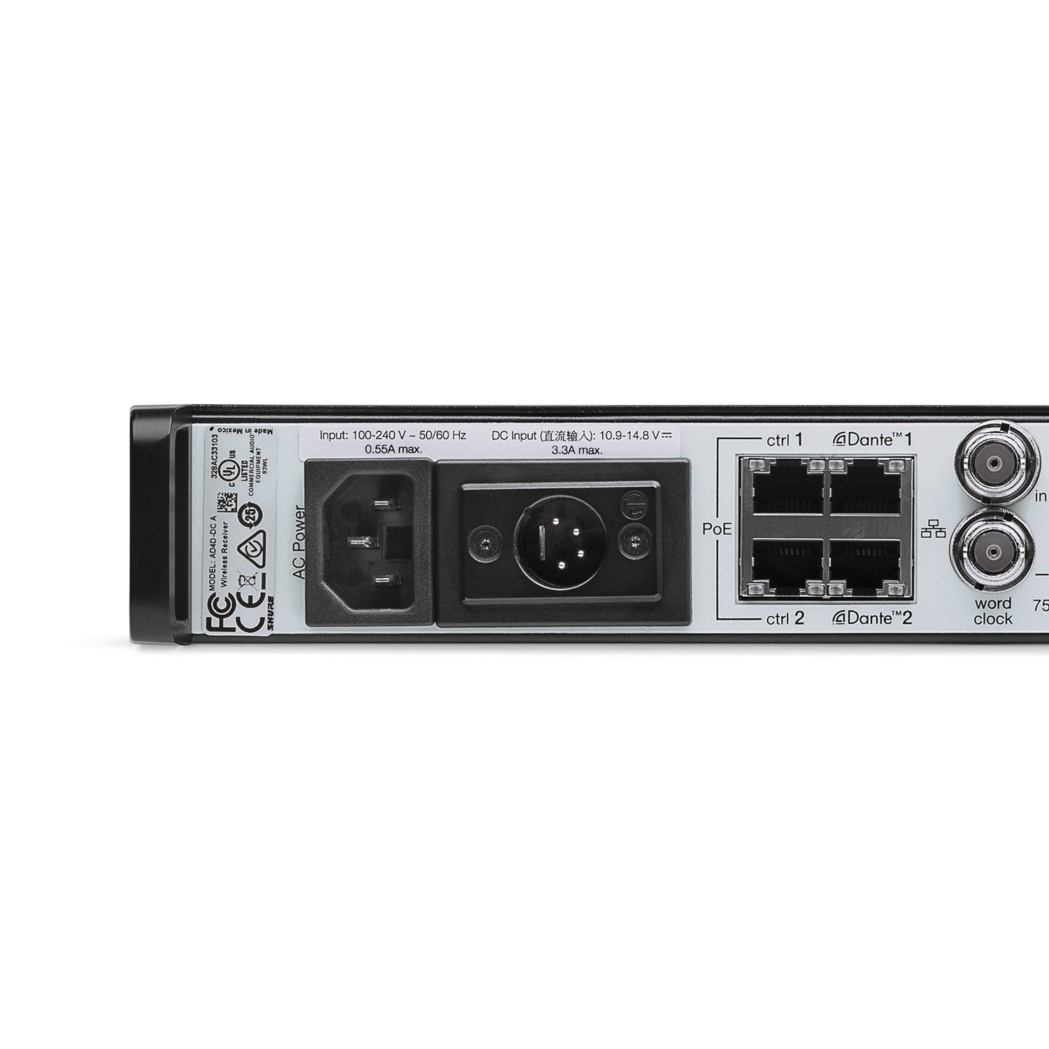 Shure AD4D-DC Axient Digital Dual-Channel Receiver (B Band 608-810 MHz)