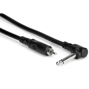 Hosa CPR-103R Right-angle 1/4 in TS to RCA Unbalanced Interconnect, 3 feet