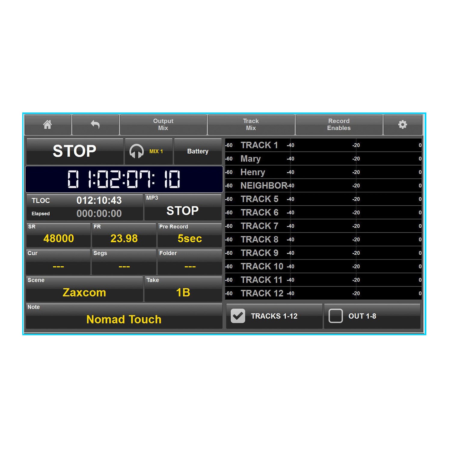 Zaxcom Nomad Touch - Software Controller for Nomad (License with Cable Kit)