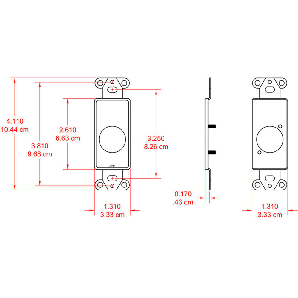 RDL DB-D1 Single Wall Plate for D-Series Connectors (Black) - Custom Engraving Option