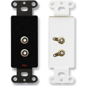 RDL DB-PHN2 Dual Solder RCA Jacks on Decora Wall Plate (Black) - Custom Engraving Option