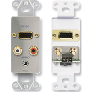 RDL DS-AVM4 Audio/Video Decora Jack Panel (Stainless) - DB15, Phono, Mini - Custom Engraving Option