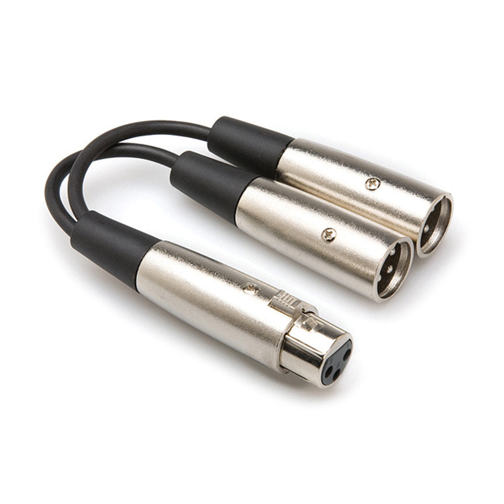 Hosa YXM-121 Y-Cable XLR Female to Two XLR Males 6 Inch