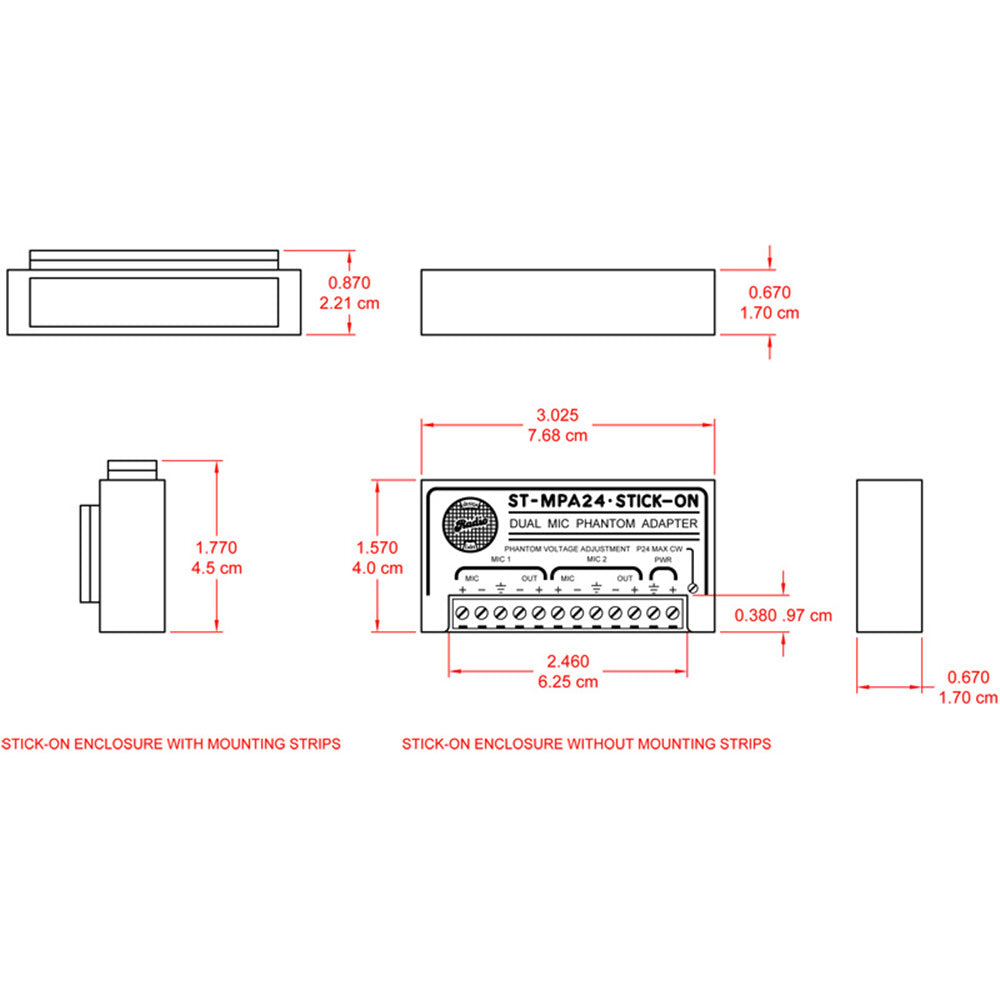 RDL ST-MPA24 Dual Microphone Phantom Adapter - 24 Volts Adjustable