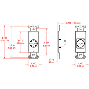 RDL DB-XLR3M Decora Mount Single XLR Male Solder Jack Panel (Black) - Custom Engraving Option