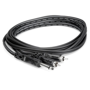 Hosa CYR-102 Y Cable, 1/4 inch TS to Dual RCA, 6.6 feet