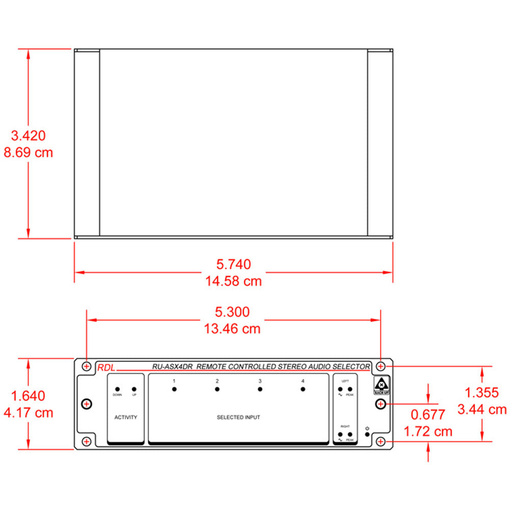 RDL RU-ASX4DR 4x1 VCA Remote Controlled Stereo Audio Selector