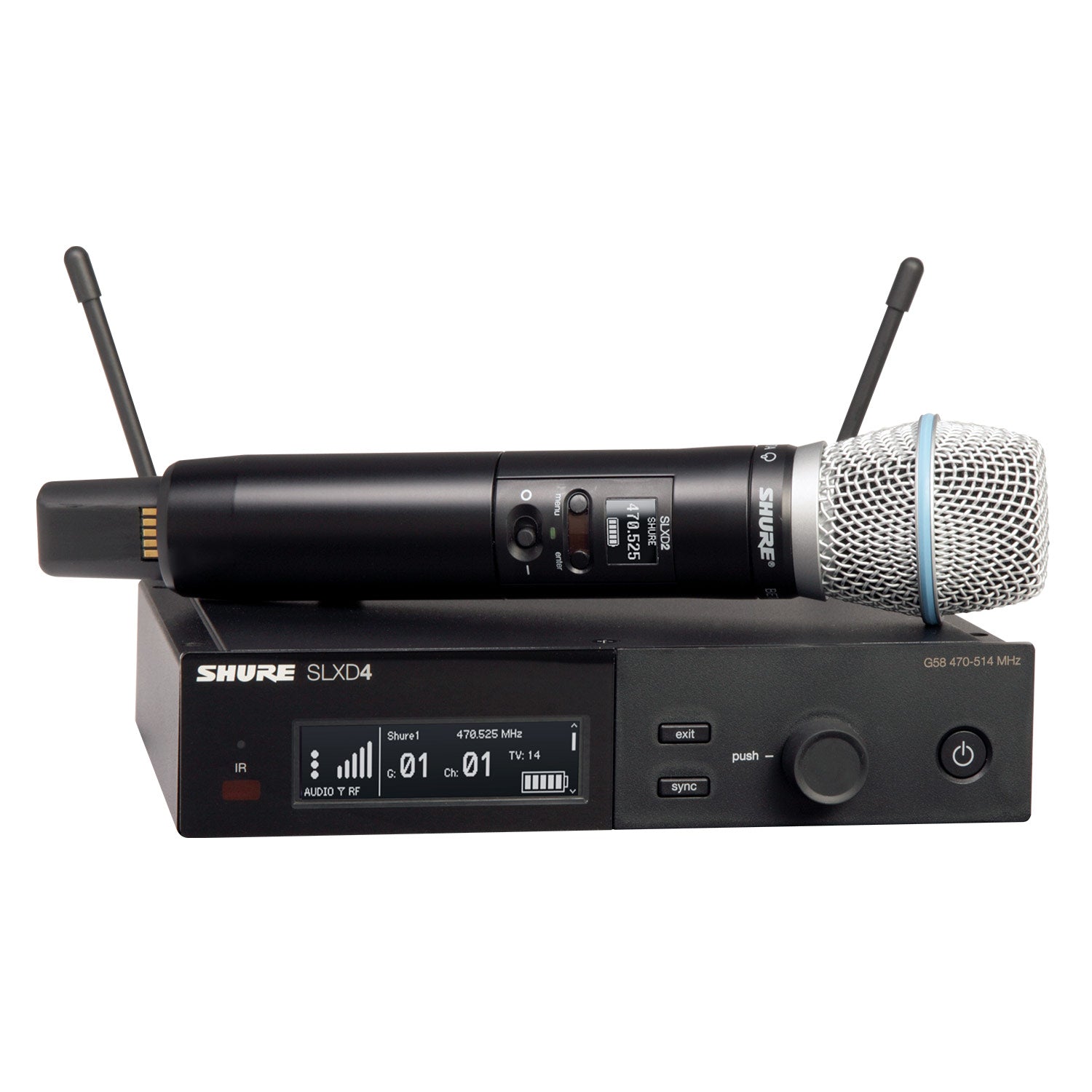 Shure SLXD24/B87A Handheld Wireless System with Beta 87A (H55 Band / 514-558 MHz)