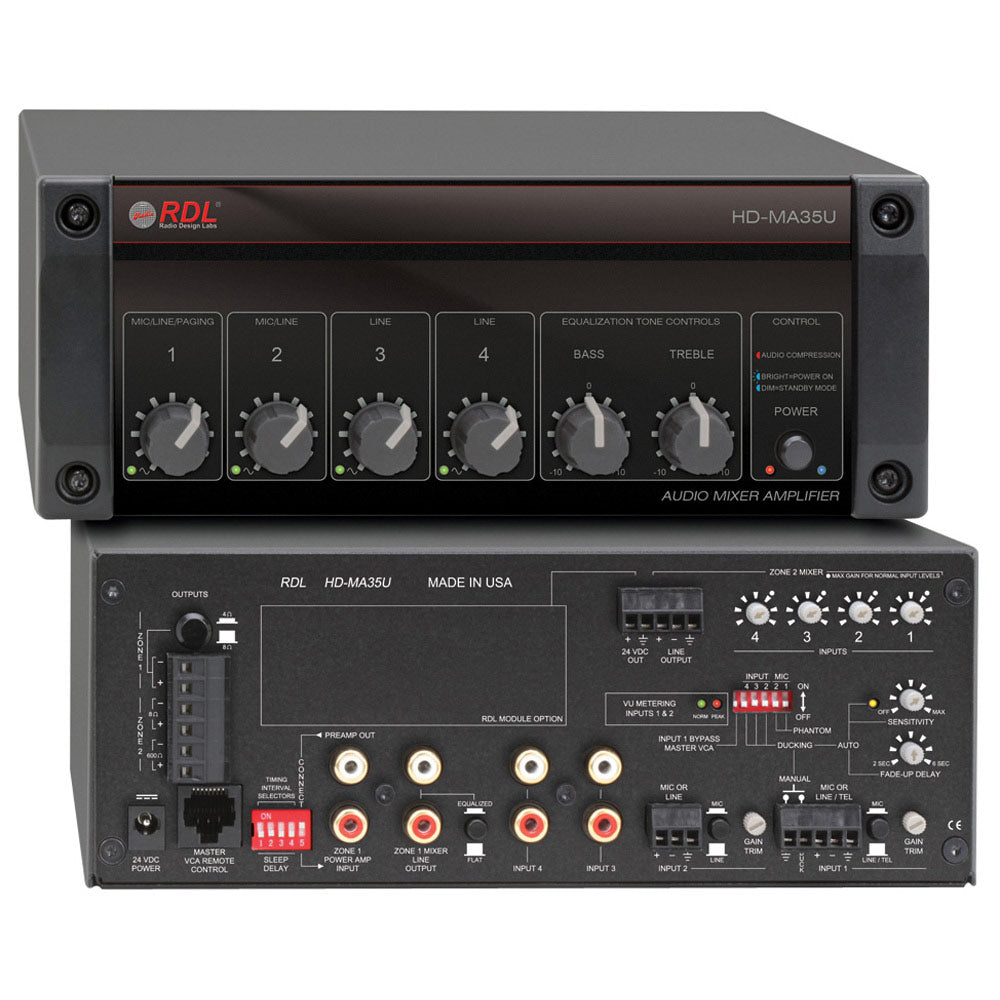 RDL HD-MA35U HD Series 35 Watt Mixer Amplifier (4 or 8 Ohm)