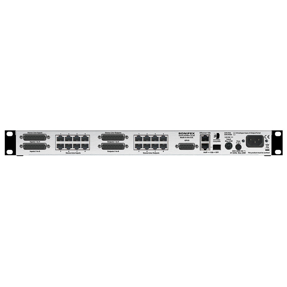 Sonifex AVN-PA8D - 8-Input 8-Output Analog to Ravenna / AES67 Interface (with Display)