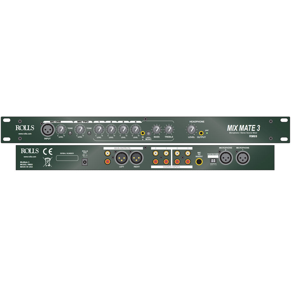 Rolls RM69 6-Channel Mic/Line Mixer with Phantom Power
