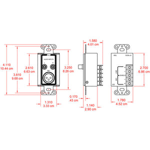 RDL D-J3 Mic/Line Input Assembly - XLR, RCA, Terminal block - Custom Engraving Option