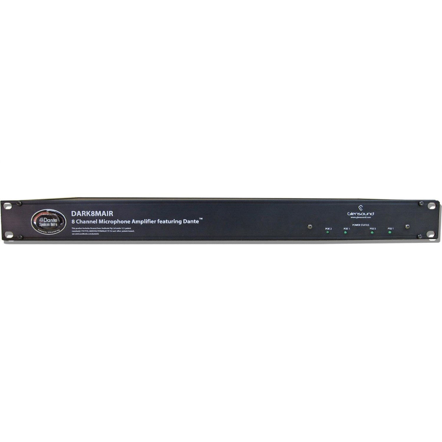 Glensound DARK8MAIR - 8 Channel Dante/ AES67 Microphone Amplifier