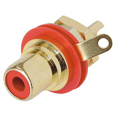 REAN NYS367-2 Gold Plated Phono Panel Socket - Red