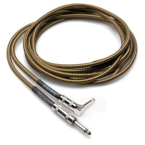 Hosa GTR-518R Straight to Right-Angle Tweed Guitar Cable, 18 feet