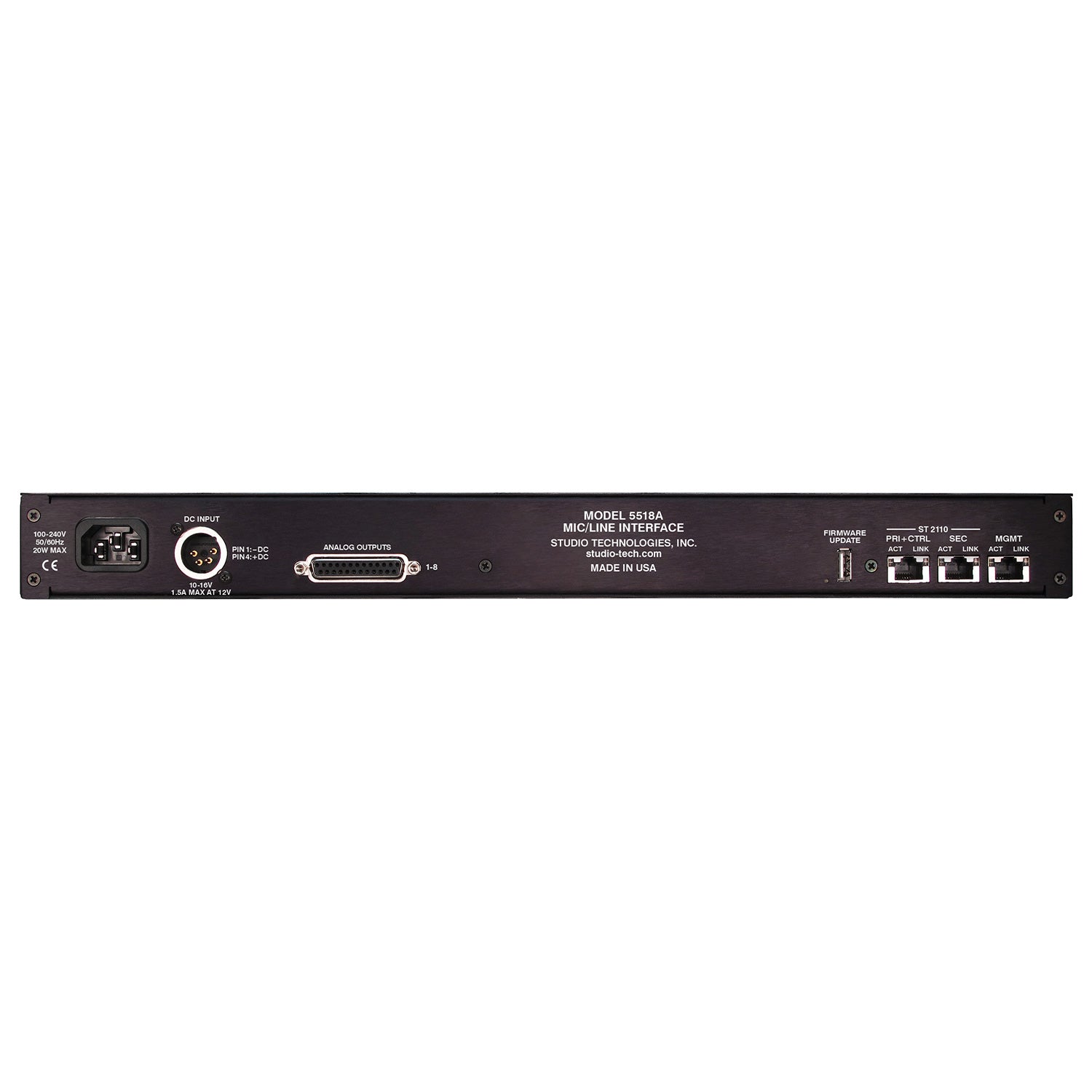 Studio Technologies Model 5518A - 8 Mic/Line Input / 8 Line Output to ST-2110 Interface