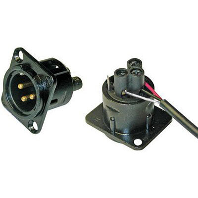 Neutrik NC3MD-S-1-B Receptacle D Series 3 Pin Male - Screw Terminal - Black/Gold