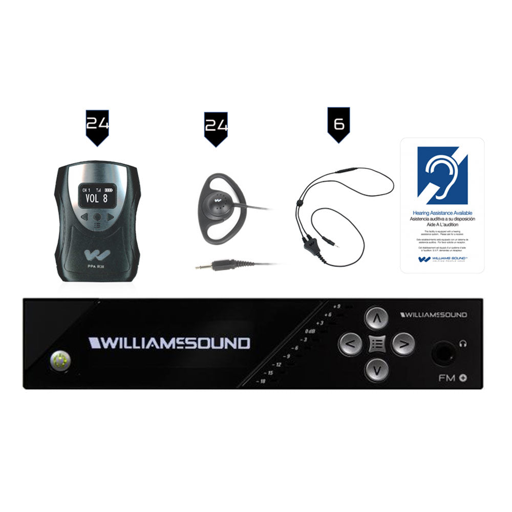 Williams AV FM 558-24 FM Plus Large-Area DualAssistive Listening System w/ FM R38 Receivers
