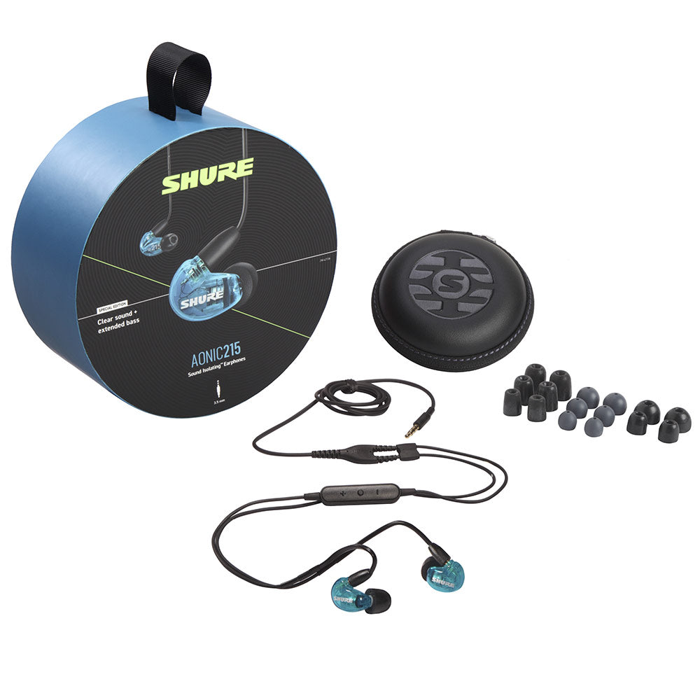 Shure SE215DY AIONIC 215 Sound Isolating Earphones with Universal Cable (Blue)