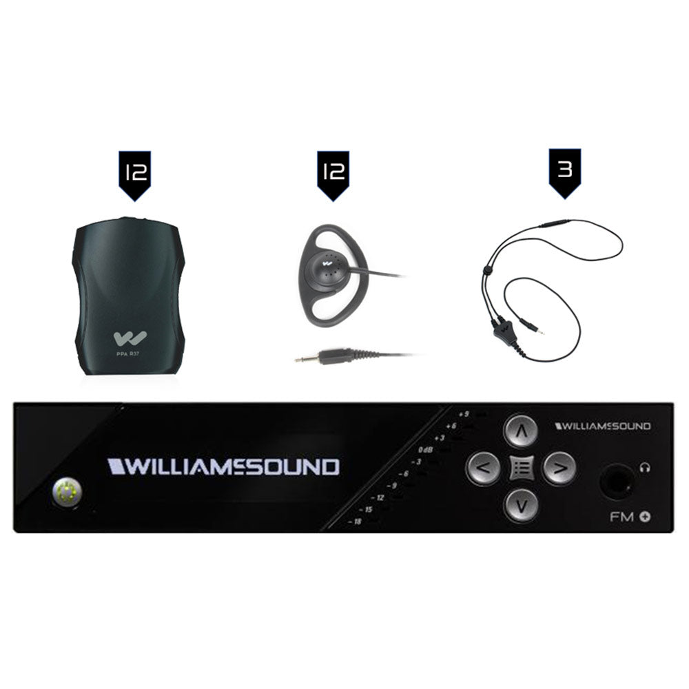 Williams AV FM 557-12 FM Plus Large-Area Dual Assistive Listening System w/ R37 Receivers