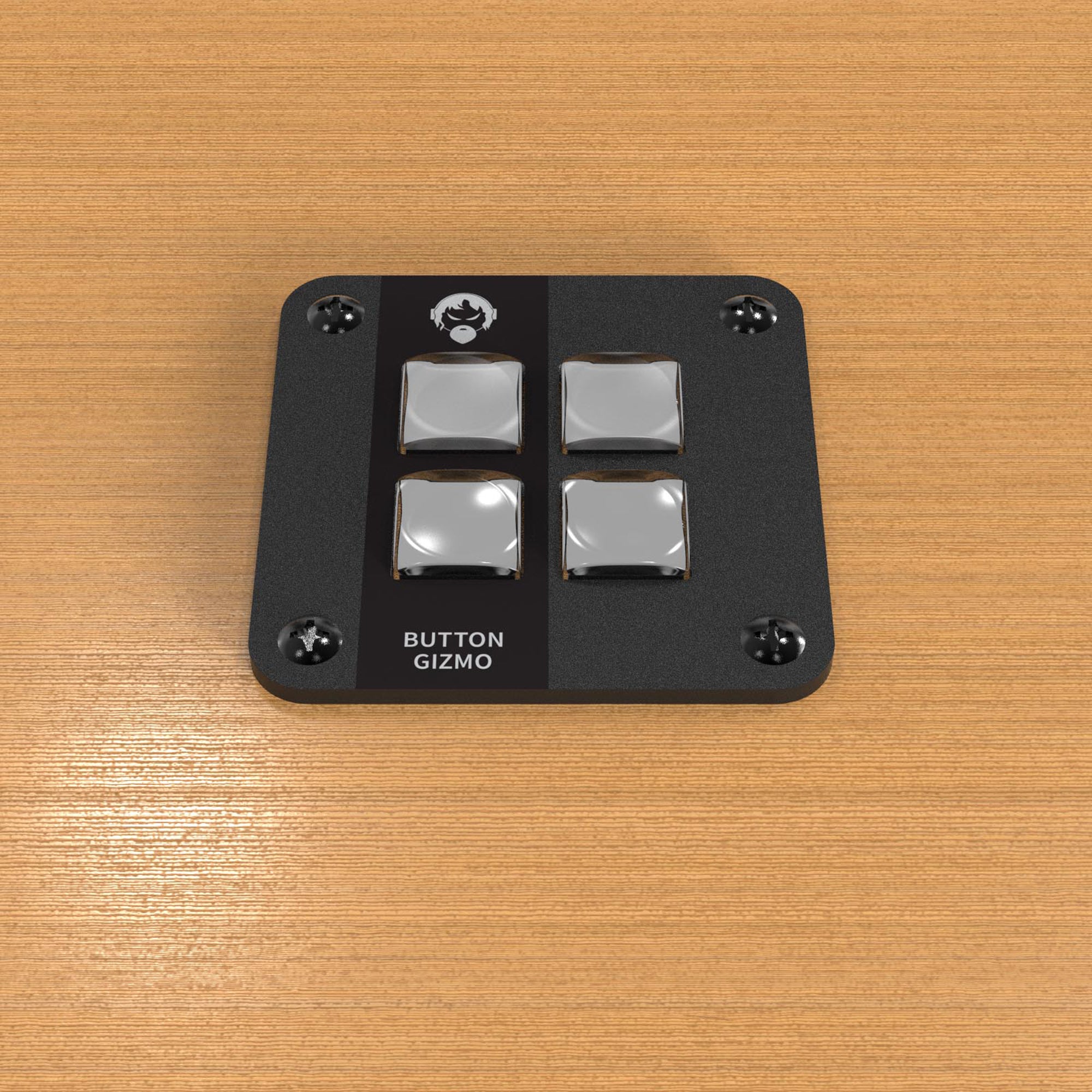 Angry Audio Button Gizmo - Desk Mount 4-Button Panel for GPIO