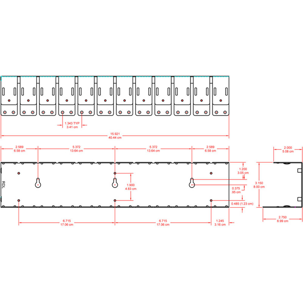 RDL SR-12A STICK-ON Series Mounting Rack - 12 Modules
