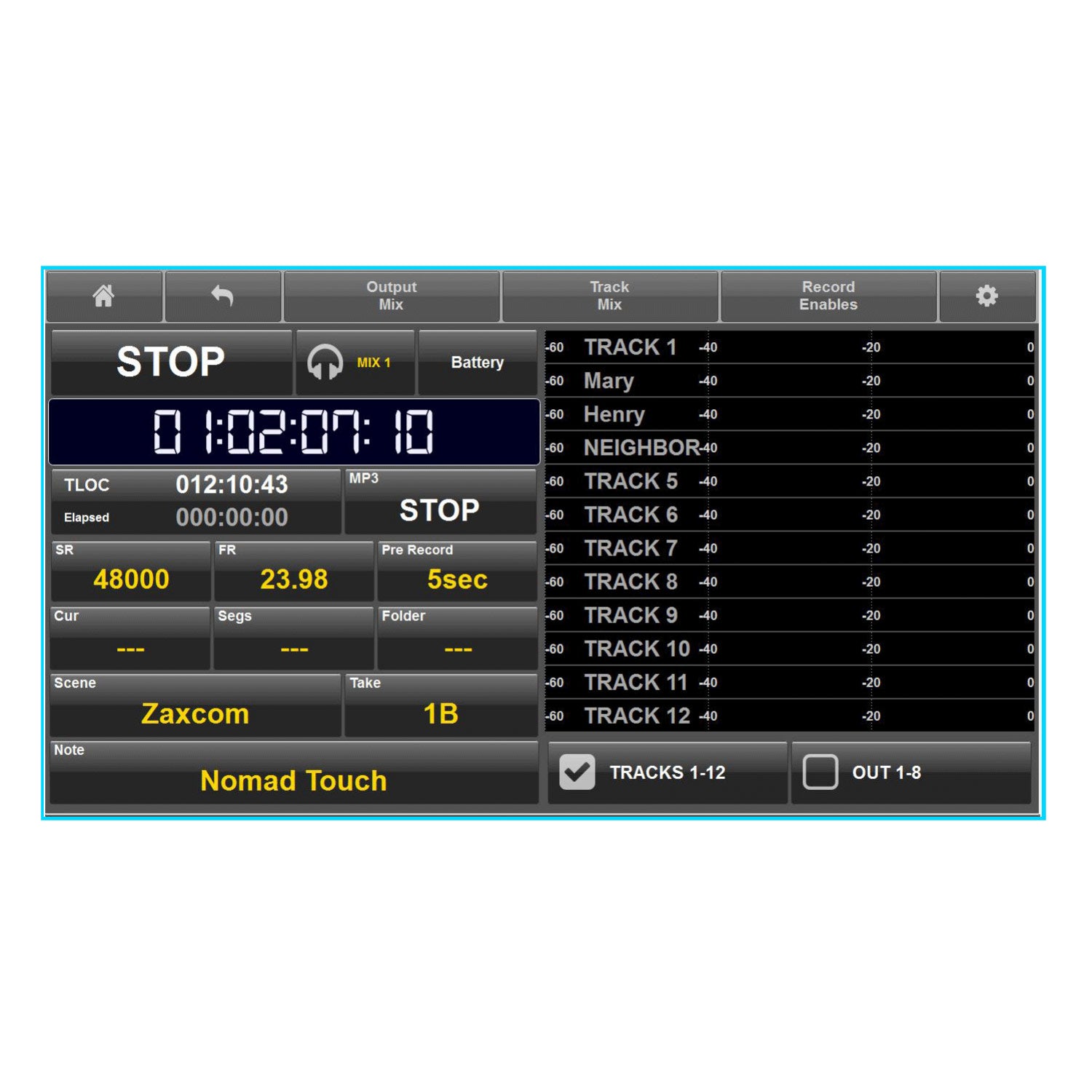 Zaxcom Nomad Touch - Software Controller for Nomad (License Only)