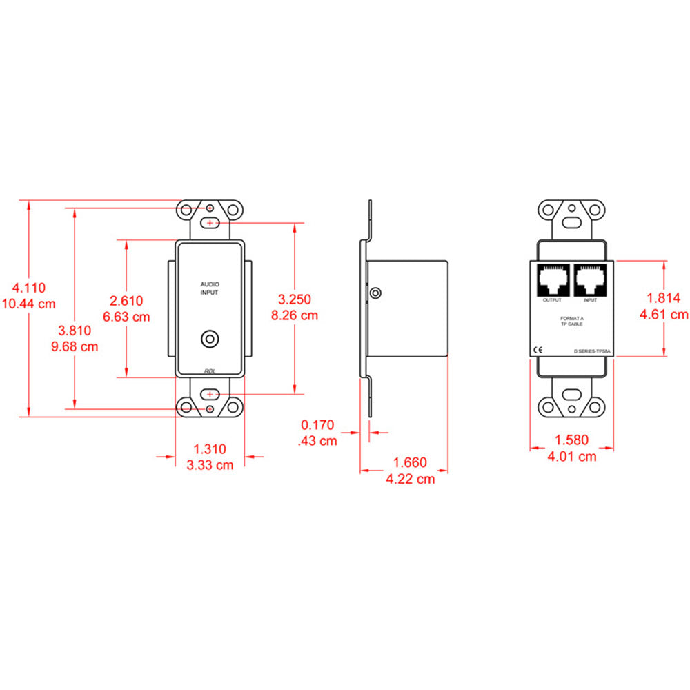 RDL DB-TPS8A Decora Mount Active Format-A Sender - Mini Input (Black) - Custom Engraving Option