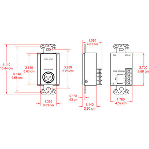 RDL DS-J1 Microphone Input Assembly - XLR, Terminal block (Stainless) - Custom Engraving Option