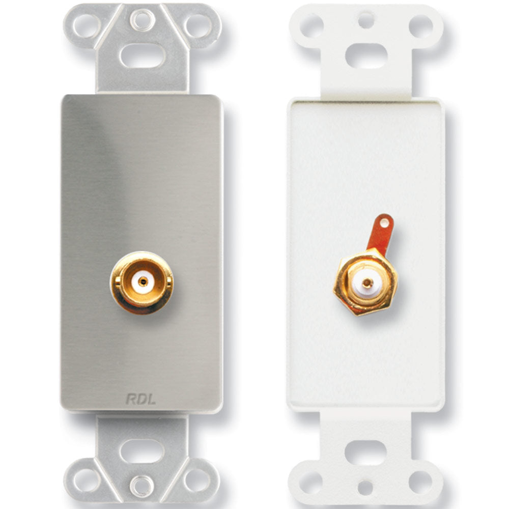RDL DS-BNCC BNC Jack on D Plate - Solder type - Stainless Steel - Custom Engraving Option