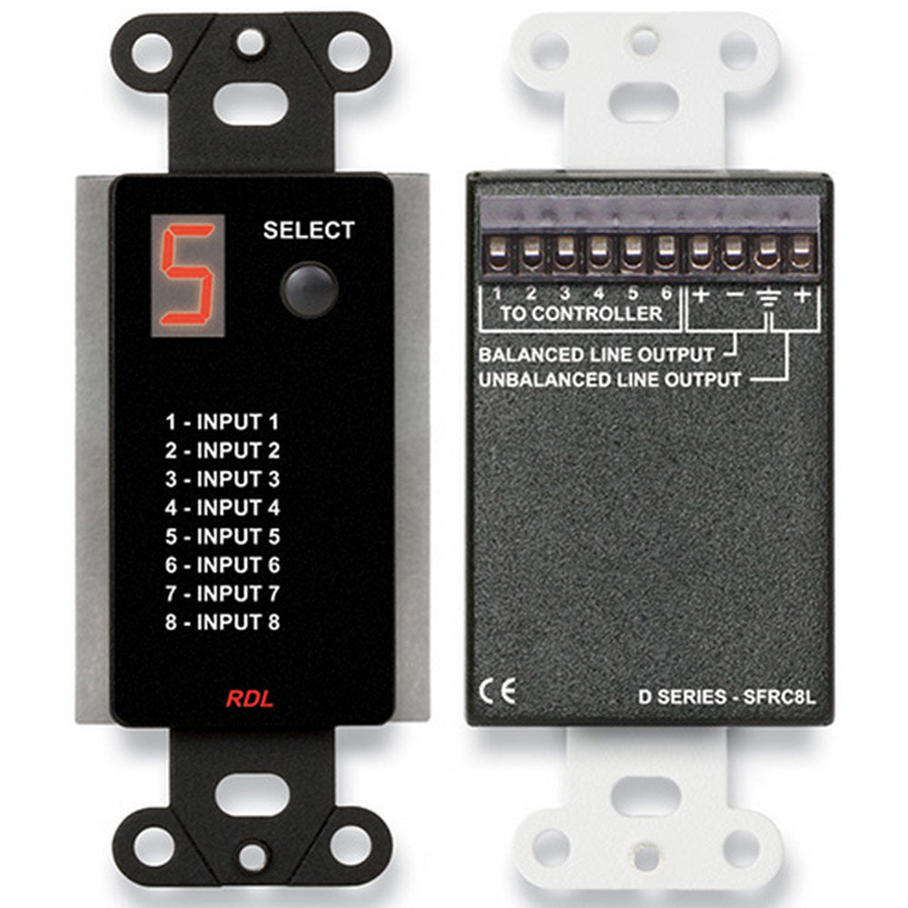 RDL DB-SFRC8L Audio Source Selector for SourceFlex System (Black)